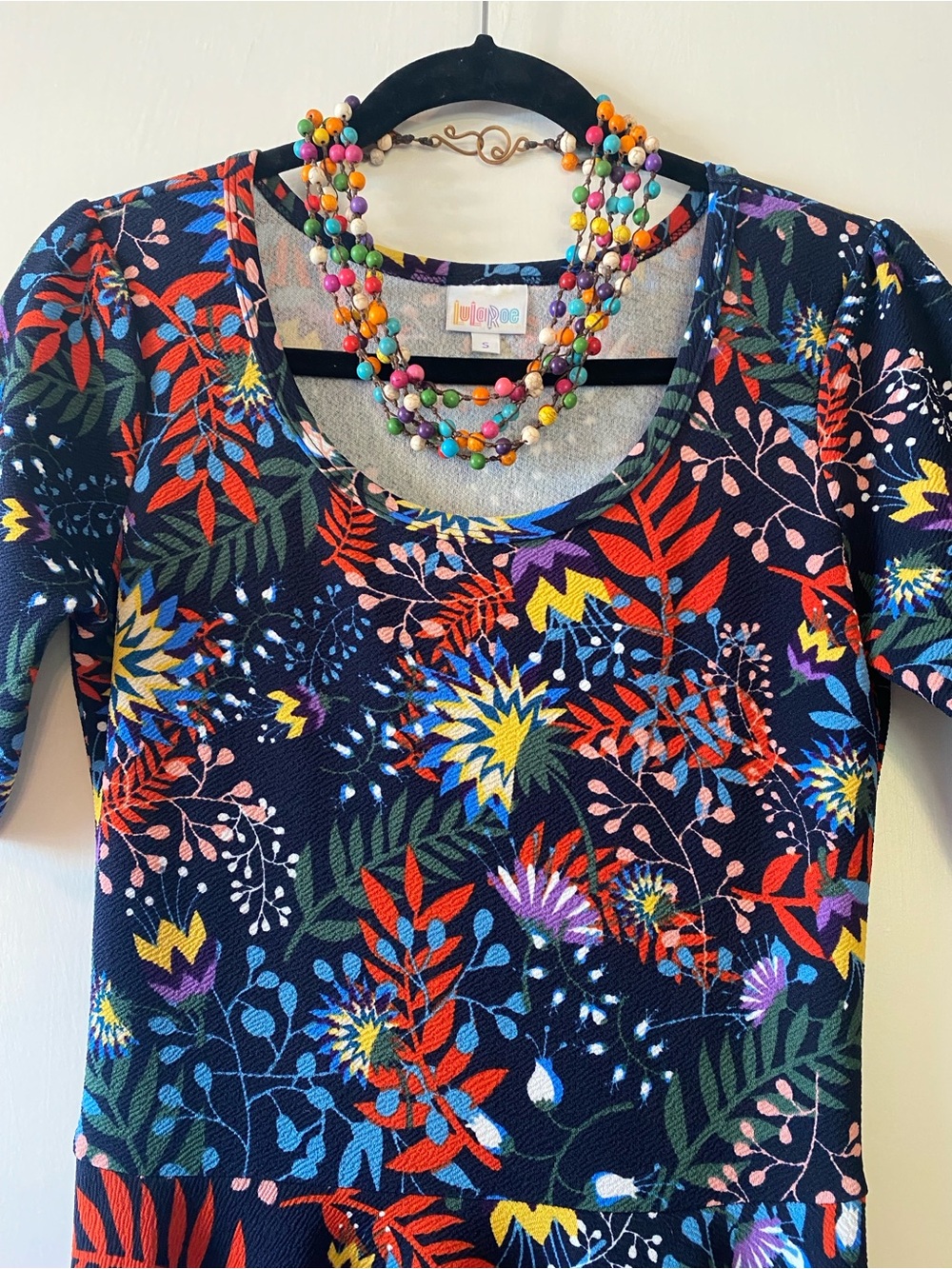 LuLaRoe Navy Multicolor Floral Nicole Dress